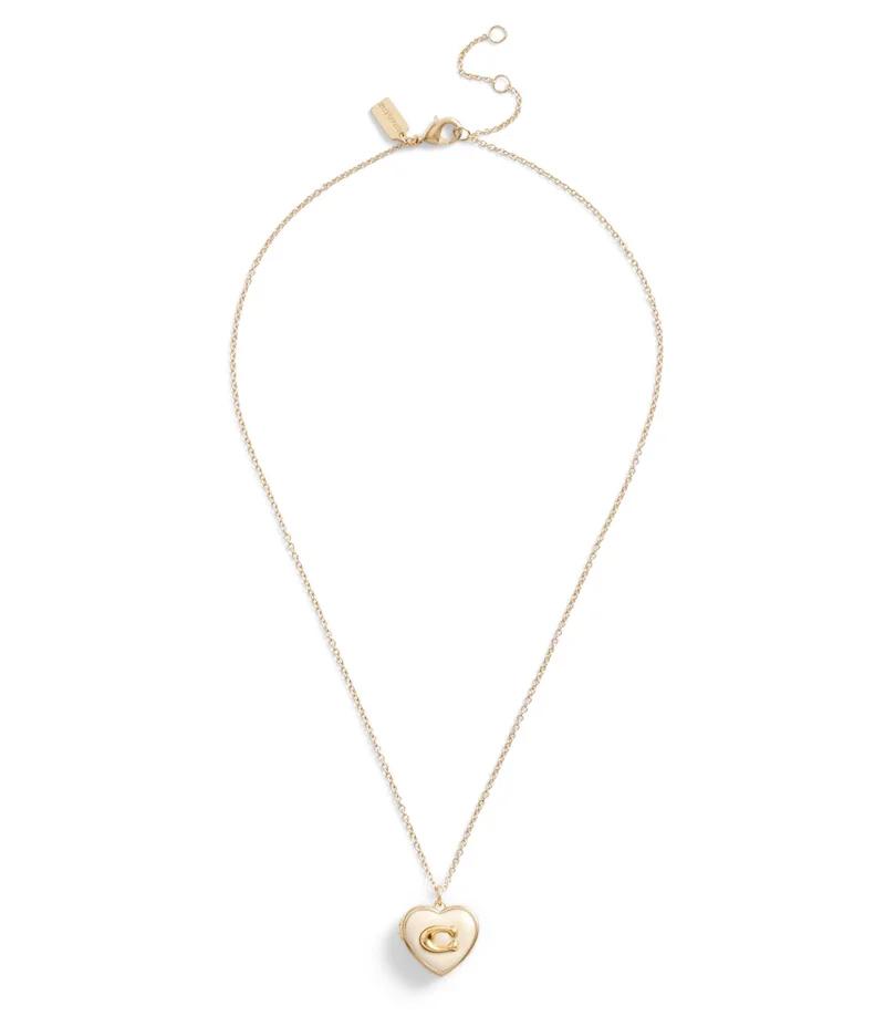COACH Signature Heart Locket Boxed Necklace