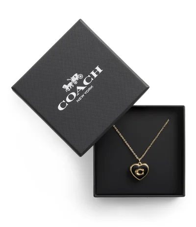 COACH Signature Heart Locket Boxed Necklace