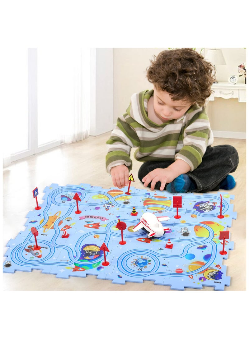 SYOSI Puzzle with Rail Car for Kids Ages 3-5, Toddler DIY Puzzle Track Play Set Gift, Critical Thinking Educational Toys for 3 4 5 6 Year Old Boys Girls, Fun Slot Car Building Toys for Kids - Image 5