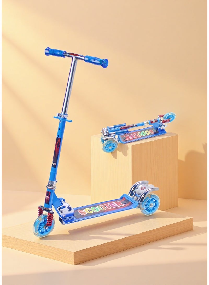 EASY FUTURE Scooters for Kids with Foldable & Height Adjustable Handle Kick Scooter with LED PU Wheels & Rear Brake Kids Scooter for 3 to 8 Years - Image 1