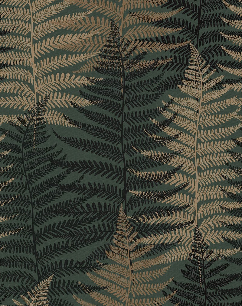 JiffDiff Botanical Fern Wallpaper Green Moody Peel and Stick Wallpaper 17.73" x 118.1" Forest Textured Self Adhesive Temporary Wall Paper for Bathroom Bedroom Apartment Friendly - Image 1