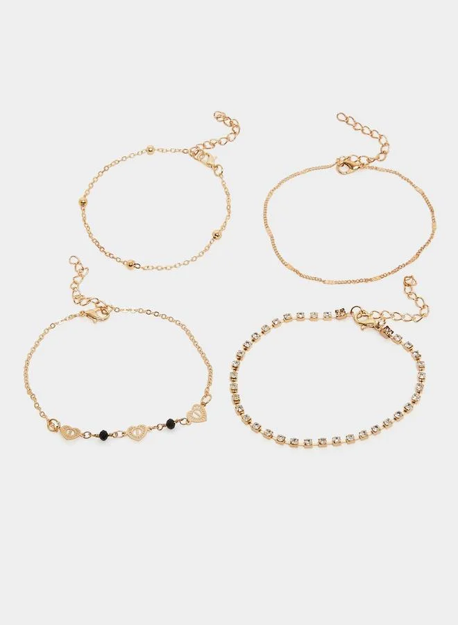 Styli Pack of 4 - Embellished Chain Anklet