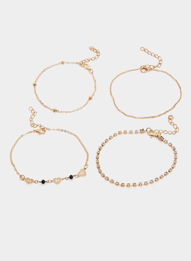 ستايلي طقم من 4 خلاخيل سلسلة مزينة - Image 2