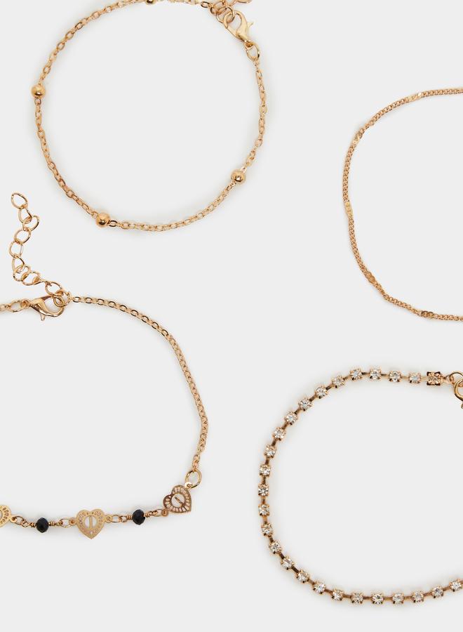 ستايلي طقم من 4 خلاخيل سلسلة مزينة - Image 3