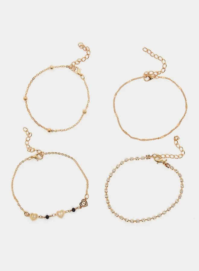 Pack of 4 - Embellished Chain Anklet