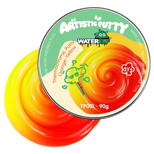 WATERELF Play Fidget Putty Slime for Kids Artistic Therapy Putty for Boys Girls Adults NonSticky Therapy Toys Thanksgiving Day Gifts 311 Inch 32 Oz TP001OrangeYellow - Image 1