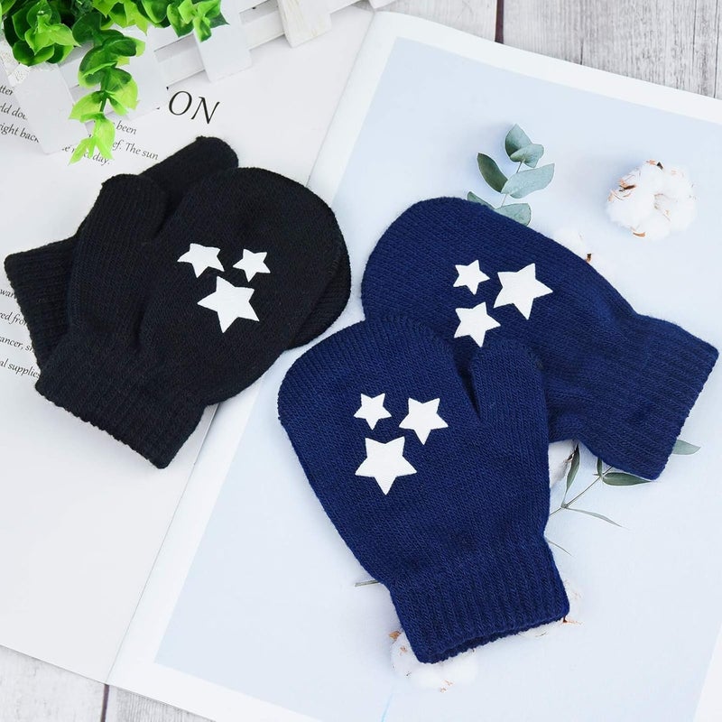 MENOLY 6 Pairs Toddler Magic Stretch Mittens Winter Warm Kids Knit Gloves for Little Girls Boys - Image 4