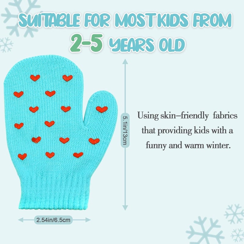 MENOLY 6 Pairs Toddler Magic Stretch Mittens Winter Warm Kids Knit Gloves for Little Girls Boys - Image 2