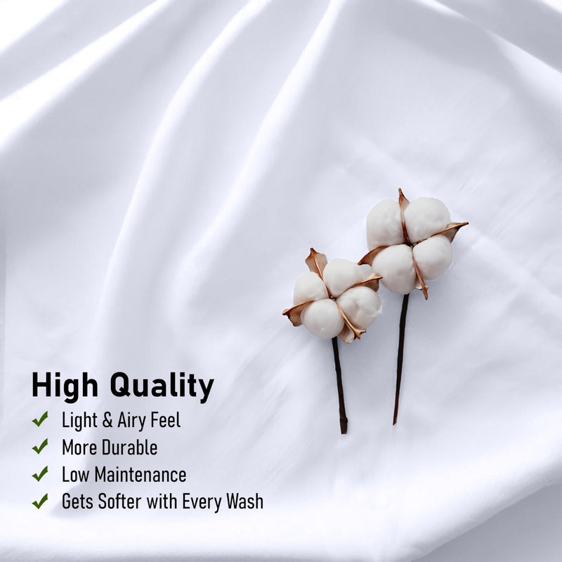 RUVANTI 100% Cotton Sheets â€“ King Size Percale Bedding, Cooling & Breathable, Durable with a Crisp, Soft & Comfortable Feel, 16" Deep Pocket, 4-Piece Set, Bright White - Image 5