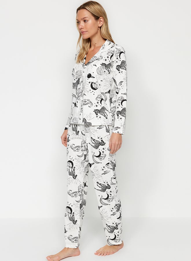 trendyol Patterned Shirt-Pants and Knitted Pajamas Set THMAW24PT00002. - Image 3