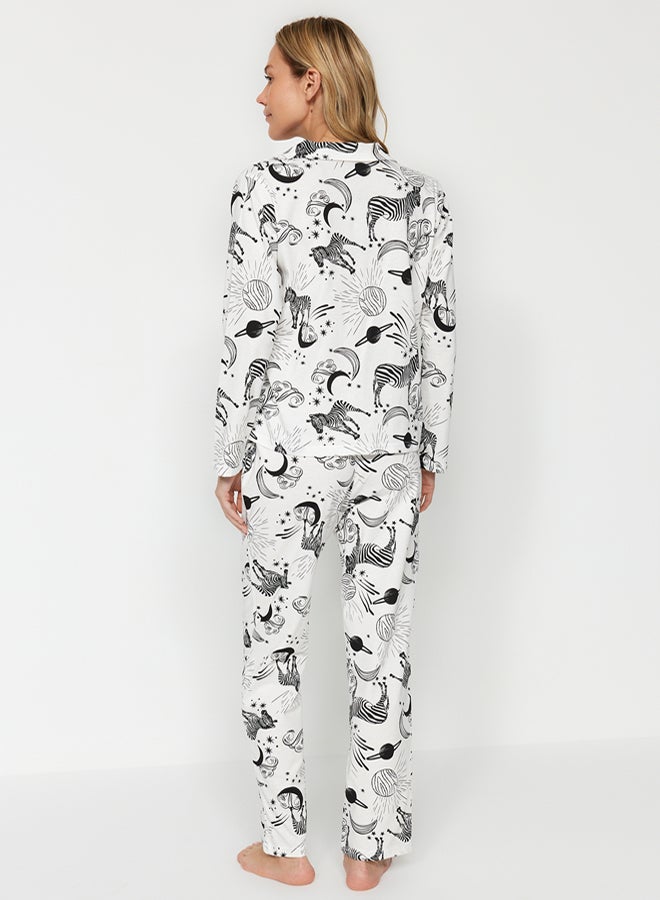 trendyol Patterned Shirt-Pants and Knitted Pajamas Set THMAW24PT00002. - Image 5