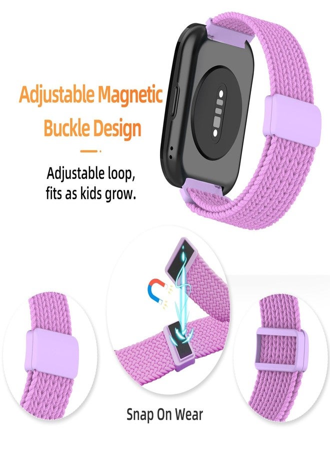 SimpleThings Braided Band Compatible with Garmin Bounce Watch Band, 2Pack Solo Loop Stretchy Watch Bands with Adjustable Easy Buckle (Teal+Purple) - Image 2
