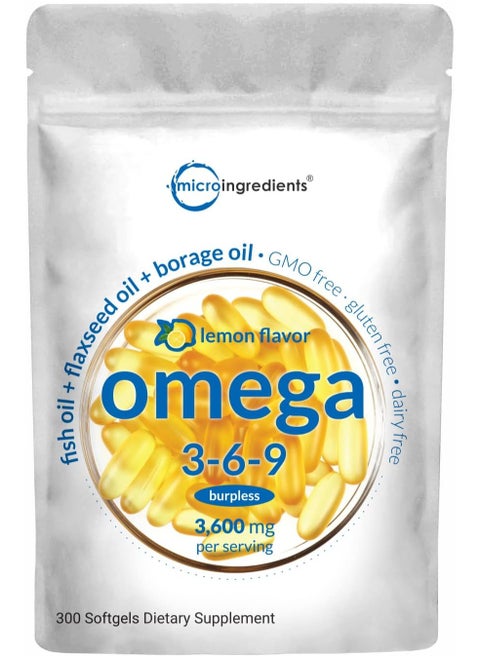 Omega 3-6-9, Lemon Flavor, 3600mg, 300 Softgels
