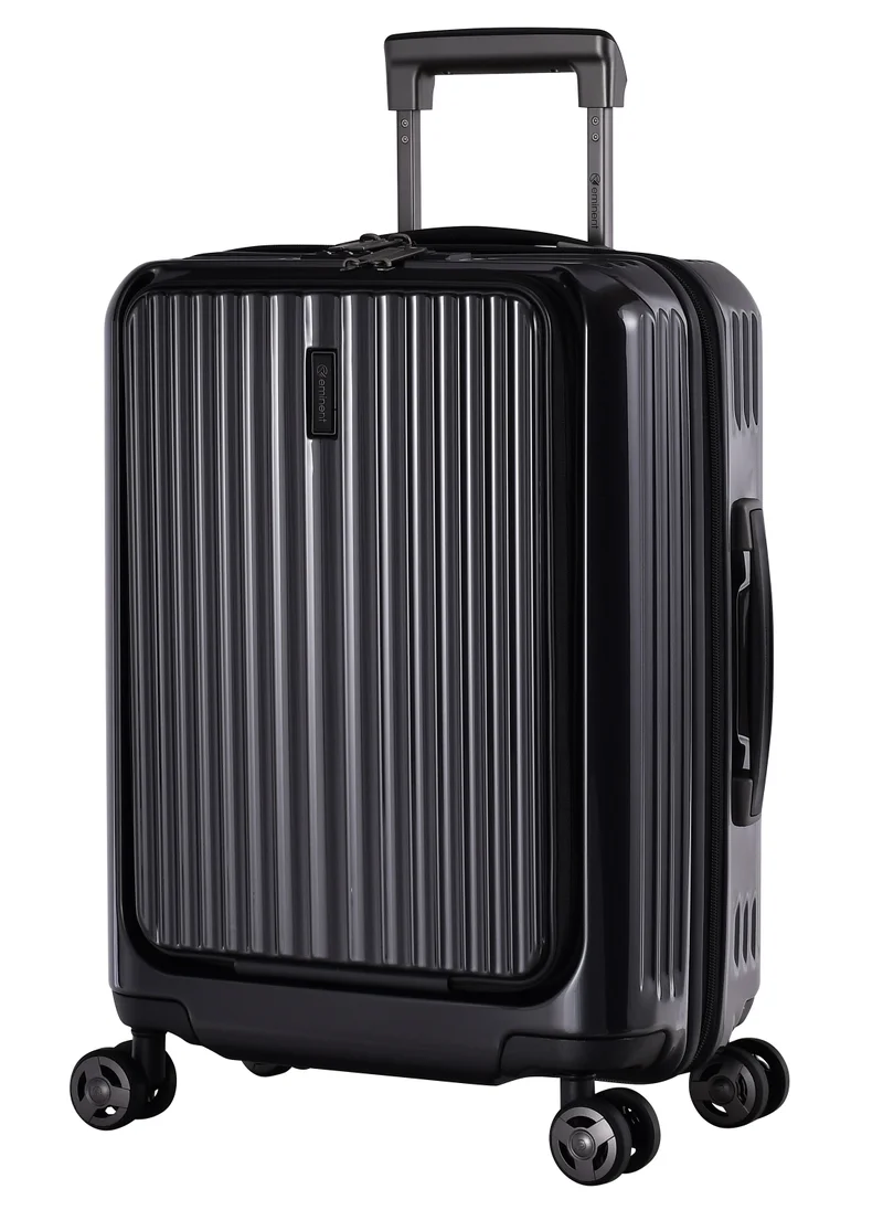 إيمينينت Hard Shell Travel Bag Alfred Front Loading Business Carry On Luggage trolley with Built in 2 sided TSA Compatible Combination Lock and USB Port KK50M Dark Grey
