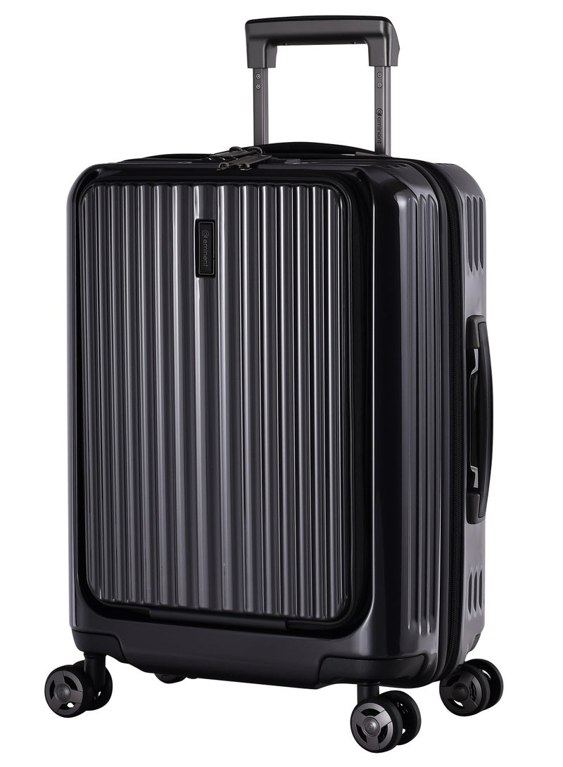 eminent حقيبة سفر بهيكل صلب من ألفريد، تحميل أمامي، عربة أمتعة للأعمال مزودة بقفل مدمج متوافق مع إدارة أمن المواصلات الأمريكية (TSA) ومنفذ USB KK50M، رمادي داكن - Image 1