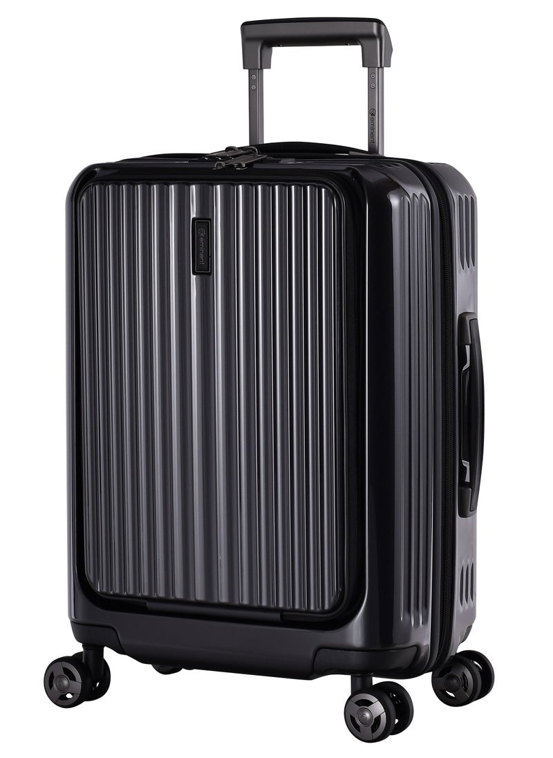 eminent - Hard Shell Travel Bag Alfred Front Loading Business Carry On Luggage trolley with Built in 2 sided TSA Compatible Combination Lock and USB Port KK50M Dark Grey - Image 1