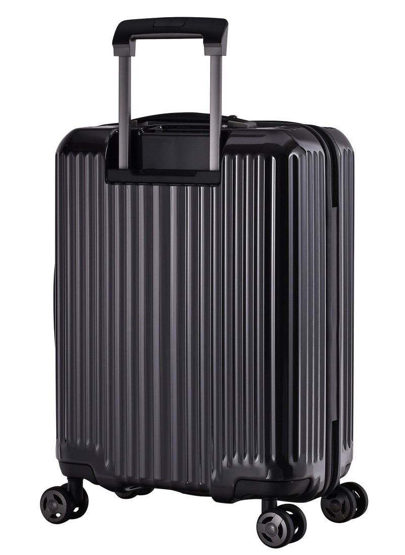 eminent - Hard Shell Travel Bag Alfred Front Loading Business Carry On Luggage trolley with Built in 2 sided TSA Compatible Combination Lock and USB Port KK50M Dark Grey - Image 1