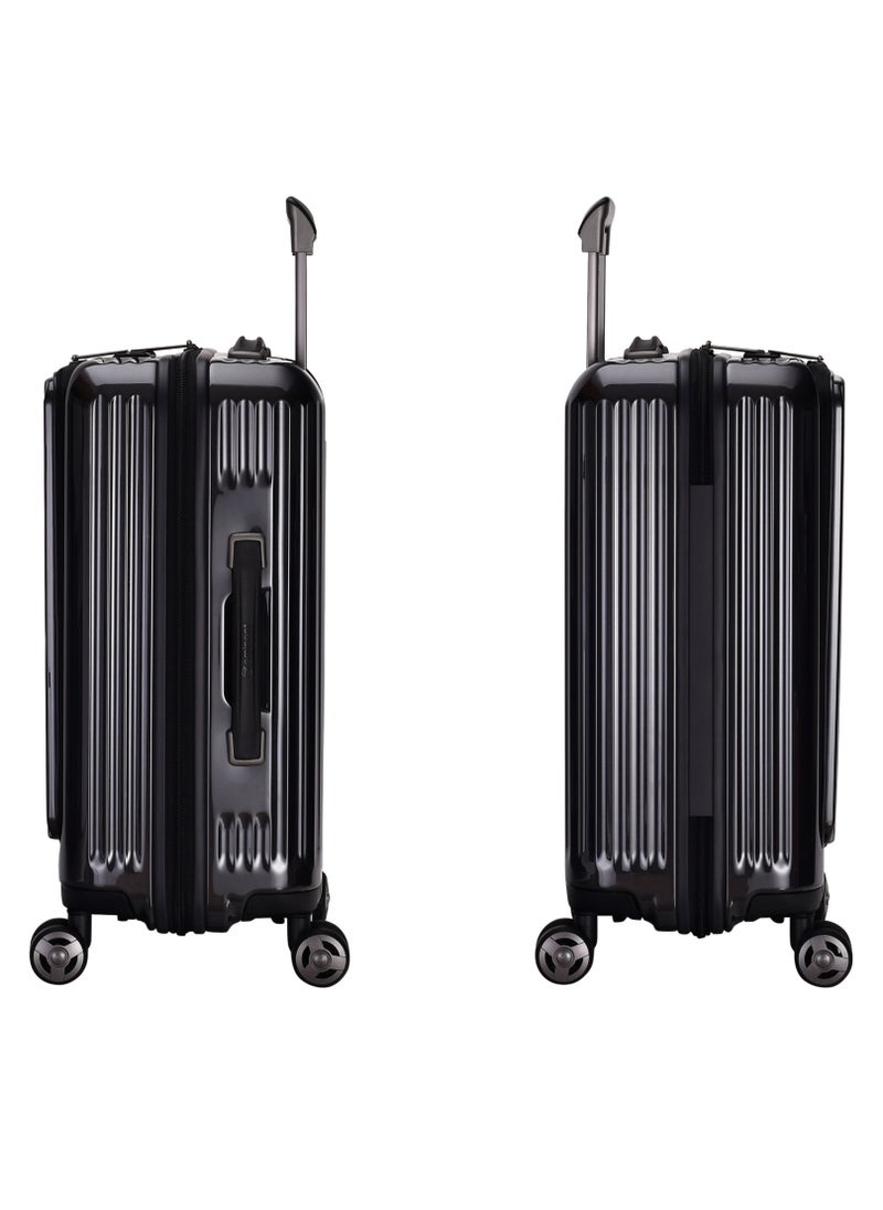 eminent - Hard Shell Travel Bag Alfred Front Loading Business Carry On Luggage trolley with Built in 2 sided TSA Compatible Combination Lock and USB Port KK50M Dark Grey - Image 1