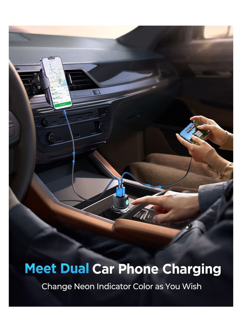 Y&D USB C Car Charger, 60W 2-Port Super Fast Charger Adapter, PD 30W & QC PPS 25W for iPhone 14/13/12, iPad Pro, Samsung Galaxy S22/21/Pixel 7/Moto/LG,7 Color Modes  - Image 2
