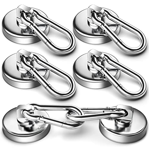 Grtard 110LBS Magnetic Hooks with Swivel Carabiner, 6 Pack Neodymium Magnet Hooks Heavy Duty, Strong Magnetic Hooks for Hanging, Magnet with Hook for Outdoor, Garage, Warehouse, Home - Image 1