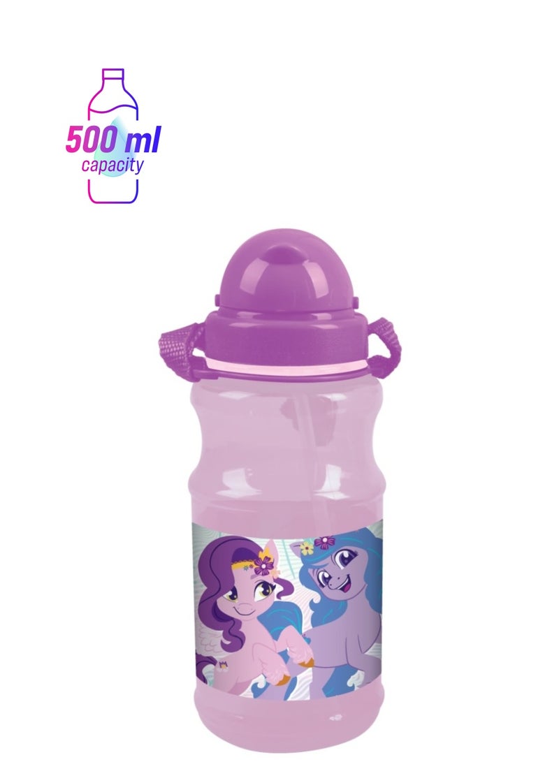 ماي ليتل بوني زجاجة مياه شفافه مع حزام مطبوع عليها ٥٠٠ مللي