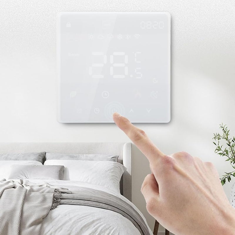 منظم حرارة أرضي قابل للبرمجة عبر الواي فاي بشاشة لمسية للتحكم في درجة الحرارة باللون الأبيض 16 أمبير - Image 3