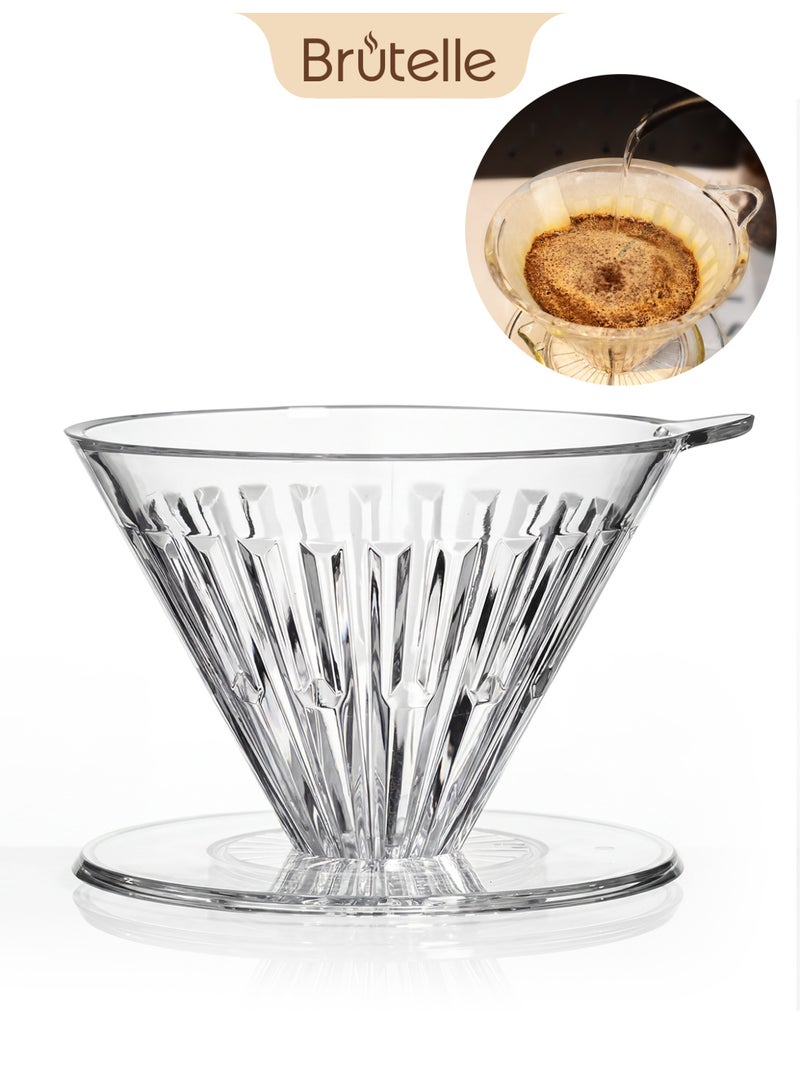 Brutelle Transparent V02 60° Conical Pour Over Coffee Dripper, Hand Brew Coffee Filter Cup Ideal for Home, Office, Cafe, Coffee Corner - Image 1