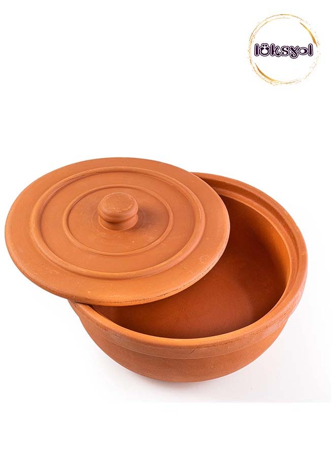luksYol - Luksyol Clay Pot For Cooking, Big Pots For Cooking, Handmade Cookware, Cooking Pot With Lid, Terracotta Casserole, Stove Top Clay Pot, Unglazed Clay Pots For Cooking, Dutch Oven Pot 10.6 Inches - Image 1