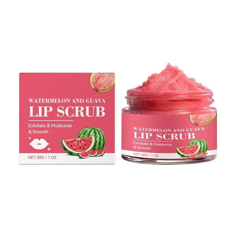 Lip Exfoliator Scrub, Watermelon Guava Lip Balm, Deeply Hydrates and Moisturizes, Repairs Dry Lips, Gently Removes Dead Skin, Suitable for Dry, Chapped, And Dull Lips, 30G / 1oz - Image 1