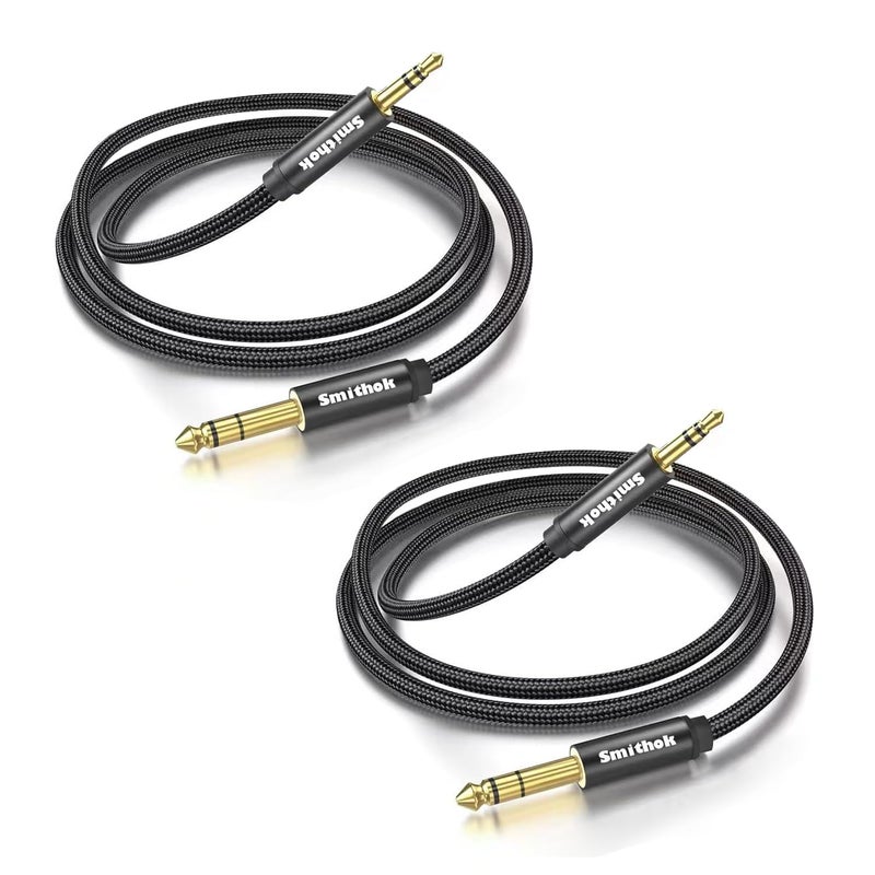 Smithok 2pack 1/8 to 1/4 Stereo Audio Cable,6.35mm 1/4" Male to 3.5mm 1/8" Male TRS Bidirectional Stereo Audio Cable for Guitar, Laptop, Home Theater Devices, Speaker and Amplifiers 4Ft - Image 1