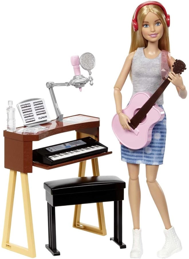 Barbie - Barbie Musician Doll & Accessories, Music-Themed Playset with Guitar, Keyboard, 2 Mics & More, Blonde Doll - Image 1