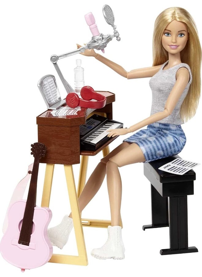Barbie - Barbie Musician Doll & Accessories, Music-Themed Playset with Guitar, Keyboard, 2 Mics & More, Blonde Doll - Image 1
