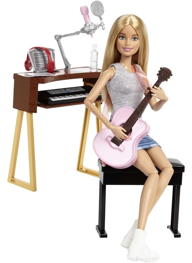 Barbie - Barbie Musician Doll & Accessories, Music-Themed Playset with Guitar, Keyboard, 2 Mics & More, Blonde Doll - Image 1