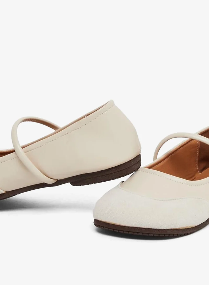 Take Two White Take Two Round Toe Metal Buckle Strap Flat Shoes for Women | Best Price UAE