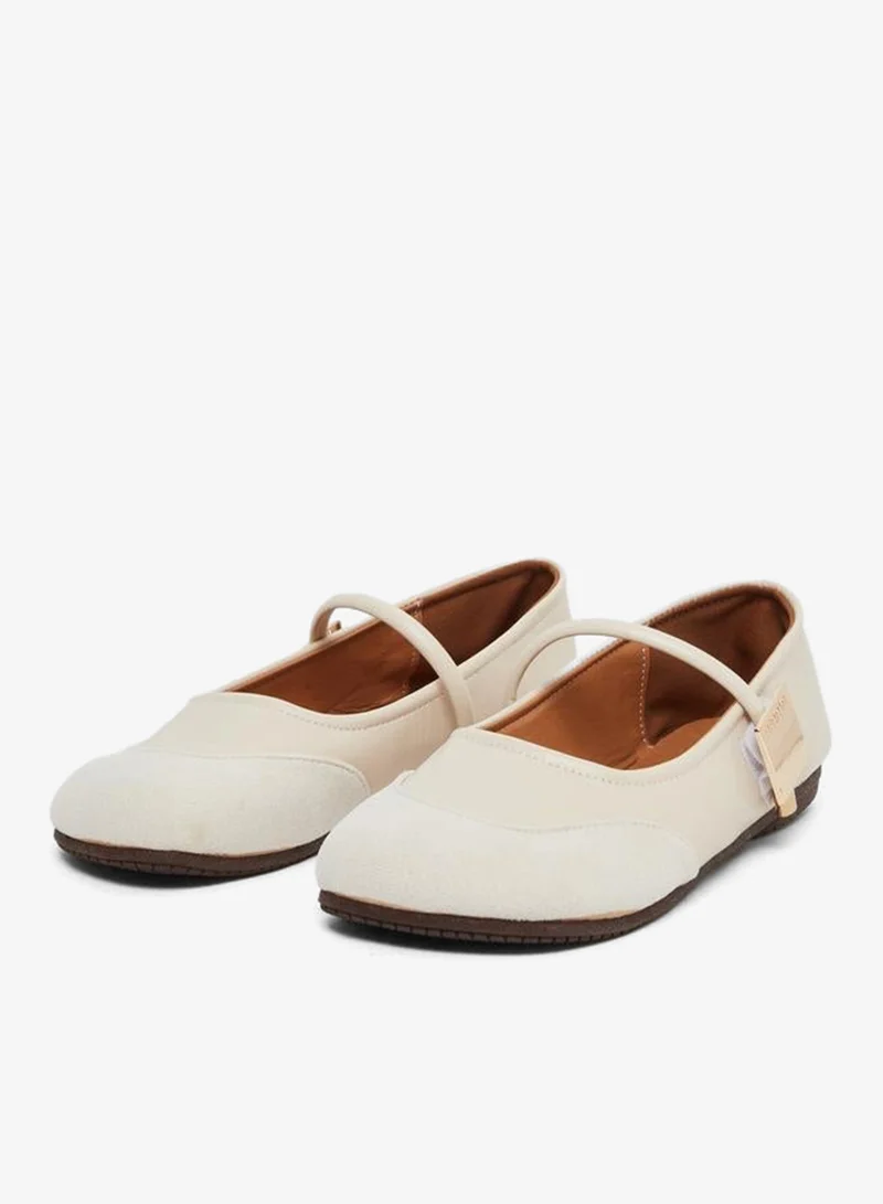 Take Two White Take Two Round Toe Metal Buckle Strap Flat Shoes for Women | Best Price UAE