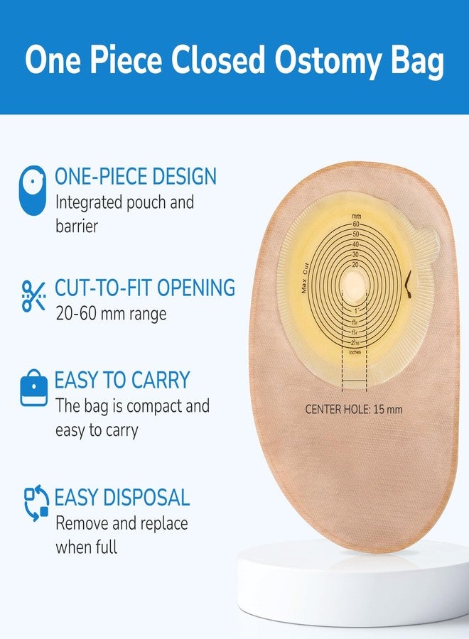 Heagimed 50 Pack Ostomy Bag Ostomy Supplies, One-Piece Closed Ostomy Bags for Ileostomy Stoma Care, Travel Backup, Cut-to-Fit, 60mm Max - Image 5