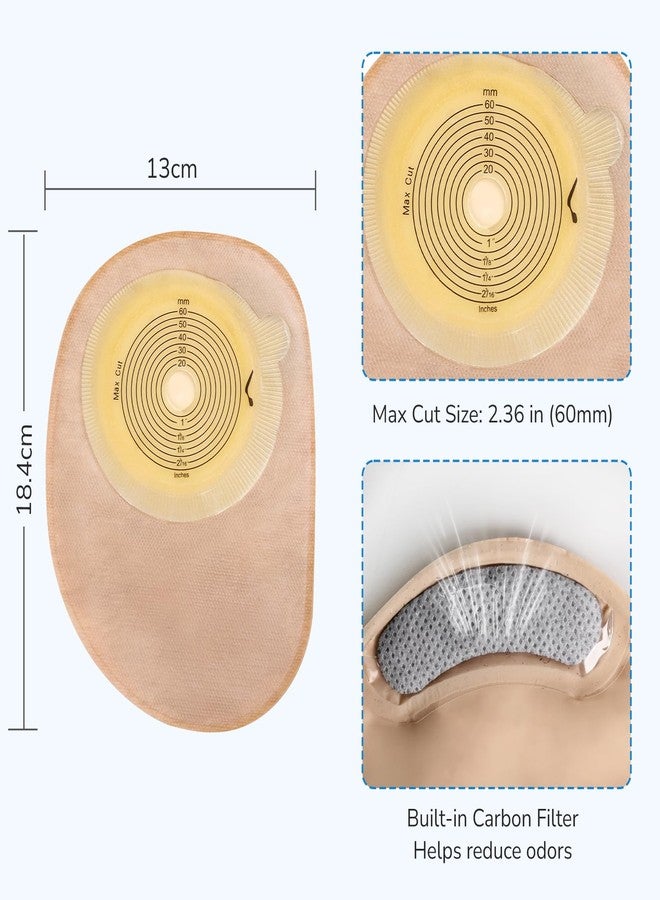 Heagimed 50 Pack Ostomy Bag Ostomy Supplies, One-Piece Closed Ostomy Bags for Ileostomy Stoma Care, Travel Backup, Cut-to-Fit, 60mm Max - Image 2