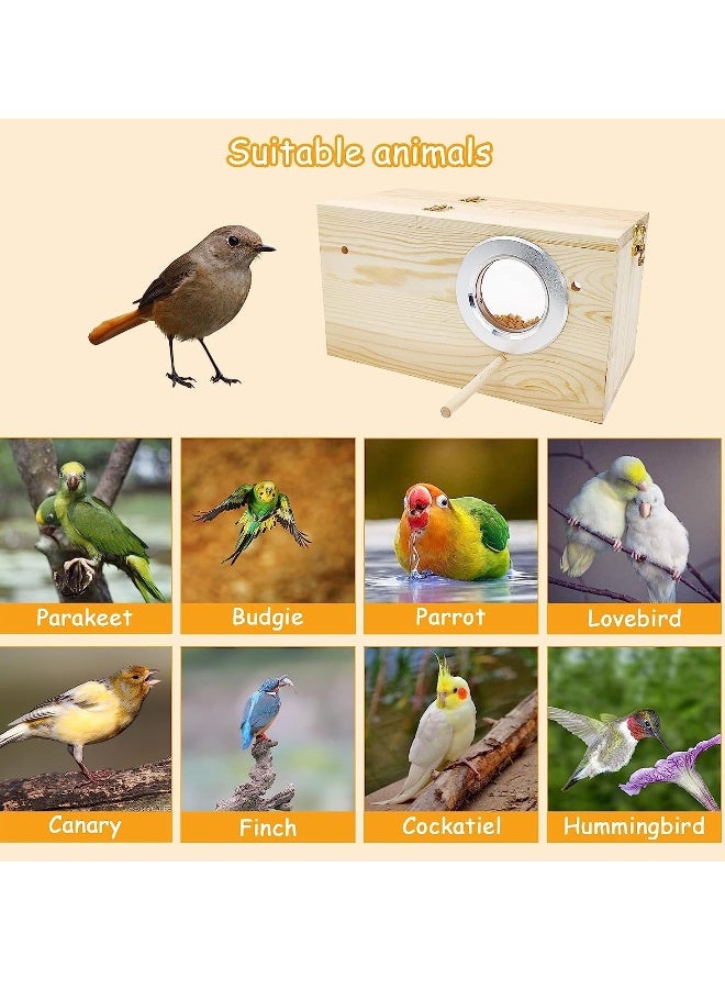 صندوق عش طيور الببغاء الخشبي الشفاف مع قفص خشبي للطيور مكان مريح لتربية الطيور مثل البادجي، والطيور المحبة، والكوكاتيل، والكونور، والفيتش، والببغاء، مناسب للطيور الصغيرة إلى المتوسطة. - Image 3