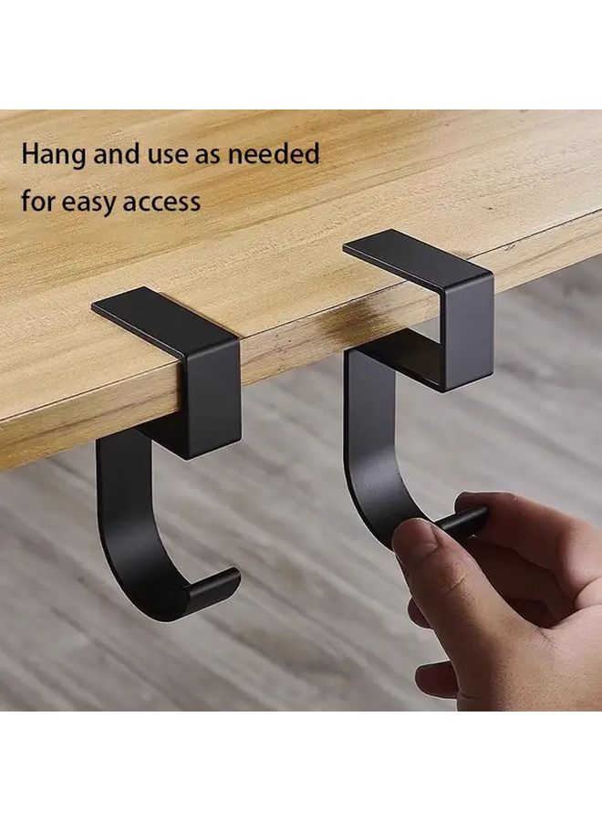 3 قطع خطافات حقيبة ظهر سوداء من 5 كلمات بدون غراء قابلة للإزالة مثبتة على جانب المكتب - Image 2