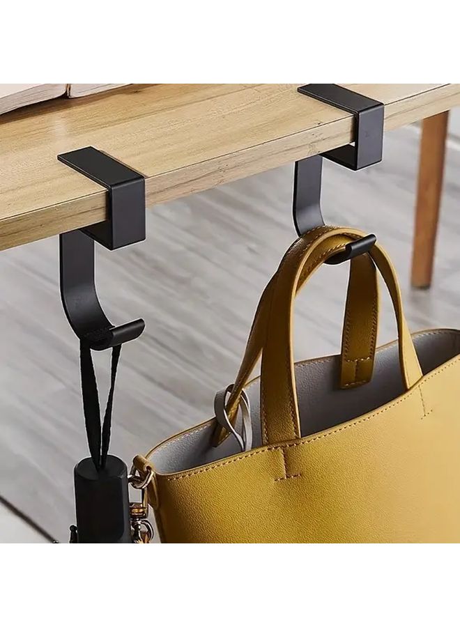 3 قطع خطافات حقيبة ظهر سوداء من 5 كلمات بدون غراء قابلة للإزالة مثبتة على جانب المكتب - Image 3