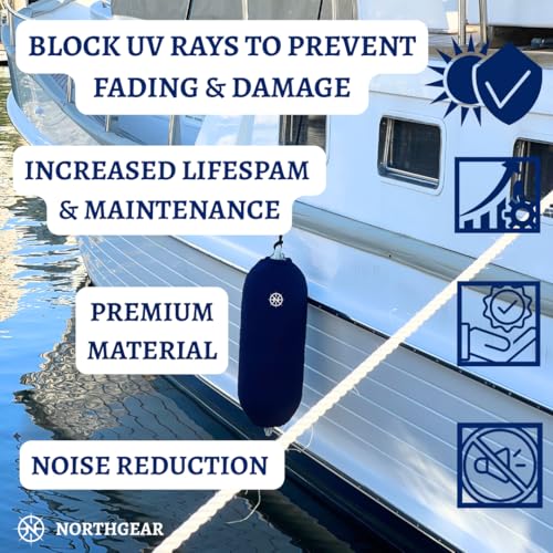 NORTHGEAR Boat Fender Covers 8"x23" Boat Bumper Cover Protects Against UV Damage and from Hull Rub Marks on Boat; Hard-Working, Durable Polyester Withstands Harsh Marine Environment, Navy Blue - Image 3