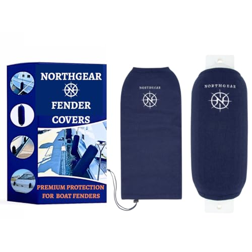 NORTHGEAR Boat Fender Covers 8"x23" Boat Bumper Cover Protects Against UV Damage and from Hull Rub Marks on Boat; Hard-Working, Durable Polyester Withstands Harsh Marine Environment, Navy Blue - Image 1