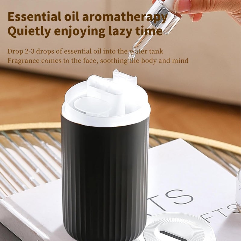 Lullaxx Car Aromatherapy Diffusers 100ml USB Mini Humidifier Ultrasonic Essential Oil Diffuser Cool Mist Air Refresher with Colorful atmosphere light for Car Office Bedroom Home (Black) - Image 4