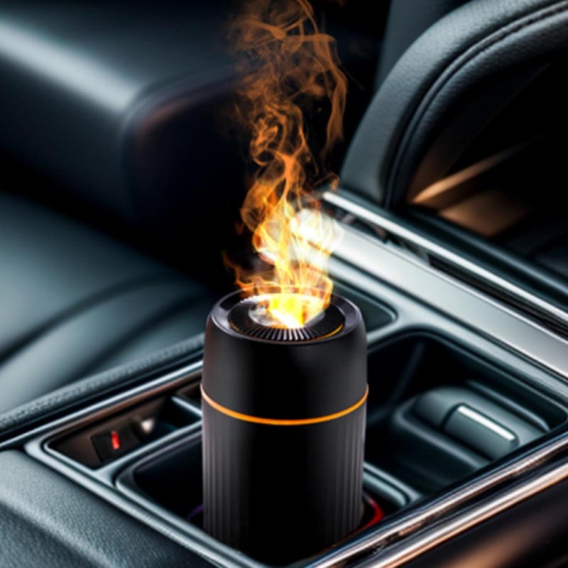 Lullaxx Car Aromatherapy Diffusers 100ml USB Mini Humidifier Ultrasonic Essential Oil Diffuser Cool Mist Air Refresher with Colorful atmosphere light for Car Office Bedroom Home (Black) - Image 1
