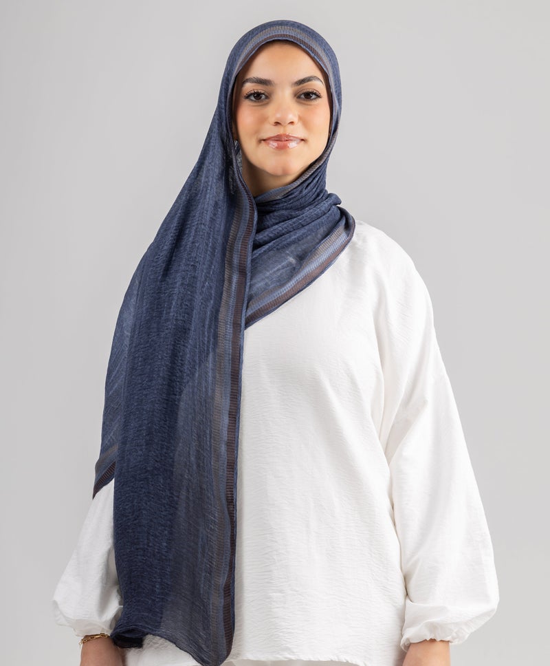 Luxury Navy Linen Scarf — Navy