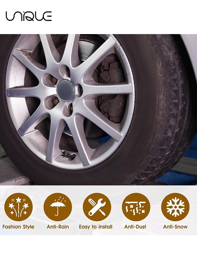 يونيك أغطية صمامات إطارات تاجية 4 قطع - مع حلقة مطاطية O، غطاء صمام هواء الإطار بلاستيكي بنواة نحاسية، للسيارات العامة، الدفع الرباعي، الشاحنات، الدراجات، الدراجات النارية، الدراجات الهوائية (أسود) - Image 4