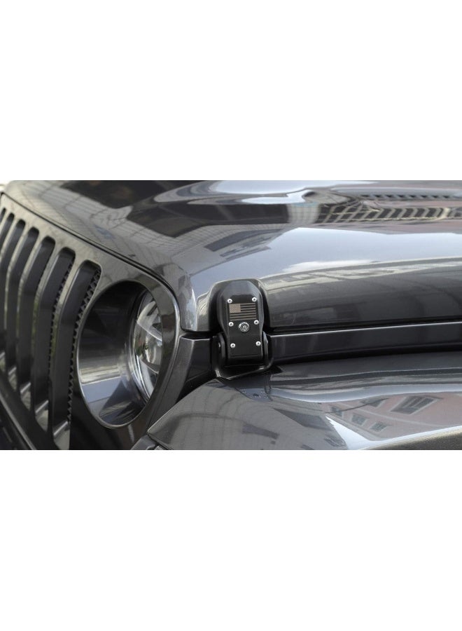 YOCTM Hood Catch Latches For 2018-2021 2022 Jeep Wrangler JL JLU 4XE Rubicon Sahara Sport Gladiator JT Hood Locking Catch Kit With Key Anti-theft (American Flag) - Image 3
