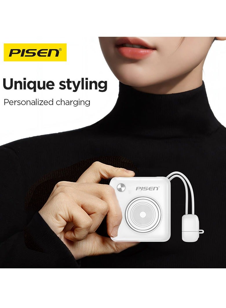 Pisen 10000 mAh Mini 22.5W Fast Charging power Bank PD 3.0 Ultra Compact Travel Portable with Built in Dual Type C & Lightning Cable LED Display Charge your iPhones Ipad and Android Devices. - Image 3