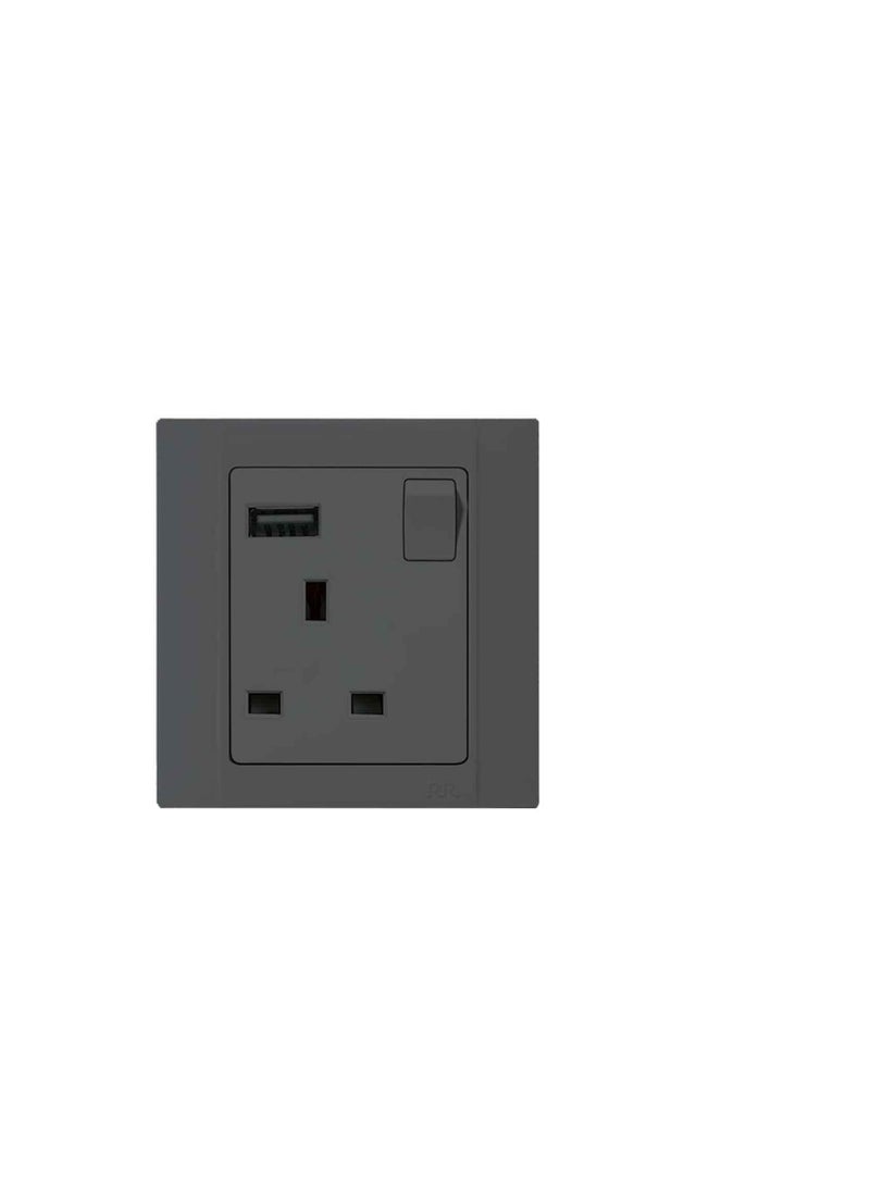 RR RR Switched Socket With Usb-1G-13 Ax-Rrvn6679-BLACK 