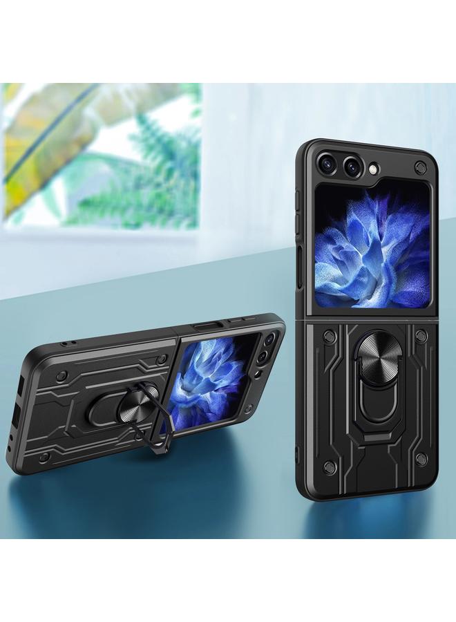 اس-توب جراب لهاتف Samsung Galaxy Z Flip6 مزود بحامل مغناطيسي من مادة TPU+PC - Image 5